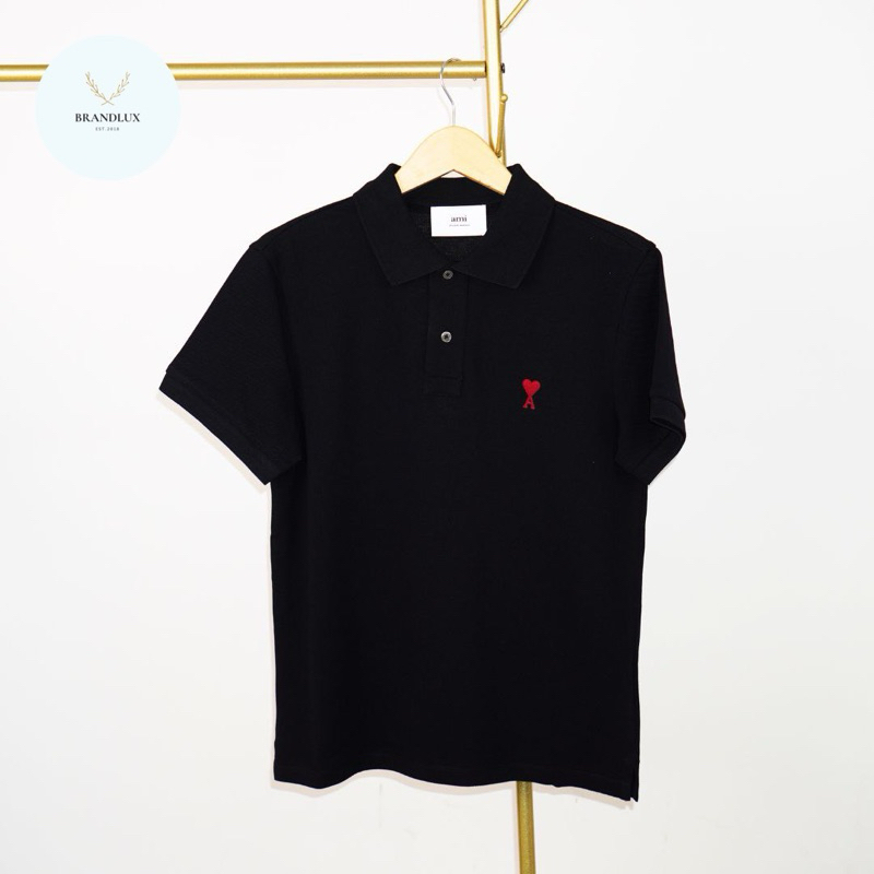 AMI PARIS Ami De Coeur Polo Shirt Black