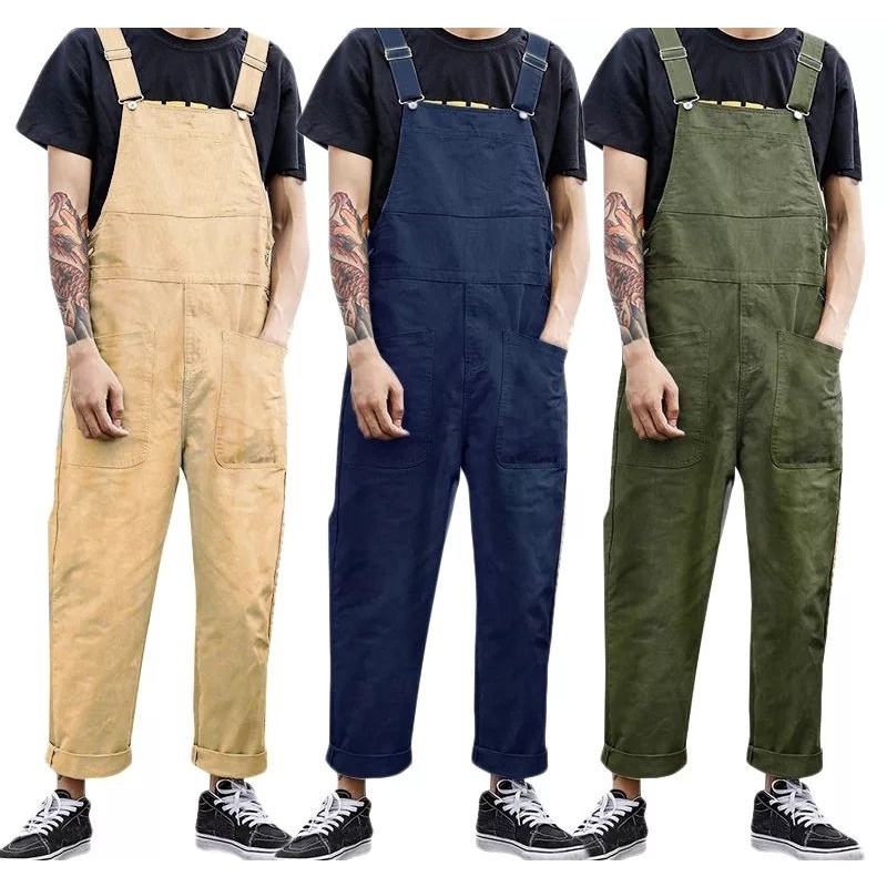 Overall Retro Pria American Drill Celana Kodok