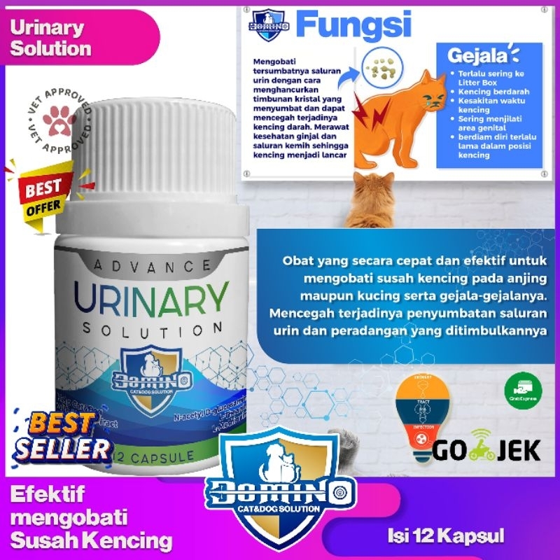 Domino Urinary Solution / ganguan saluran kencing kucing / FLUTD untuk kucing isi 12 kapsul