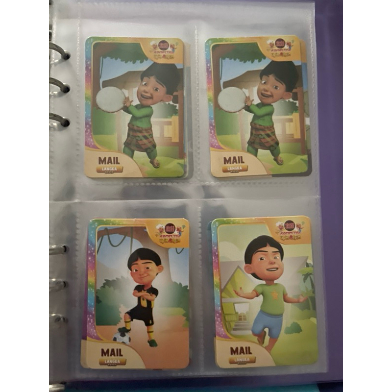 Photocard choki choki upin & ipin mail, ipin, fizi, bola sepak, kelereng, susanti, kak ros, uncle mu