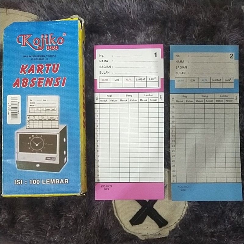 

(1pack) Kartu absensi kojiko