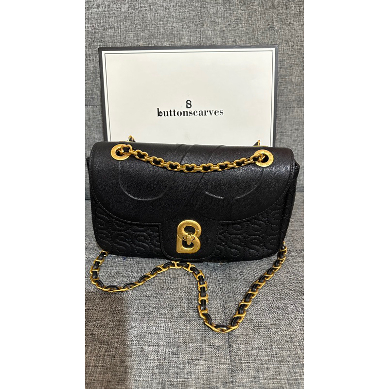 Preloved Buttonscarves Aluna Flap Bag Medium Black