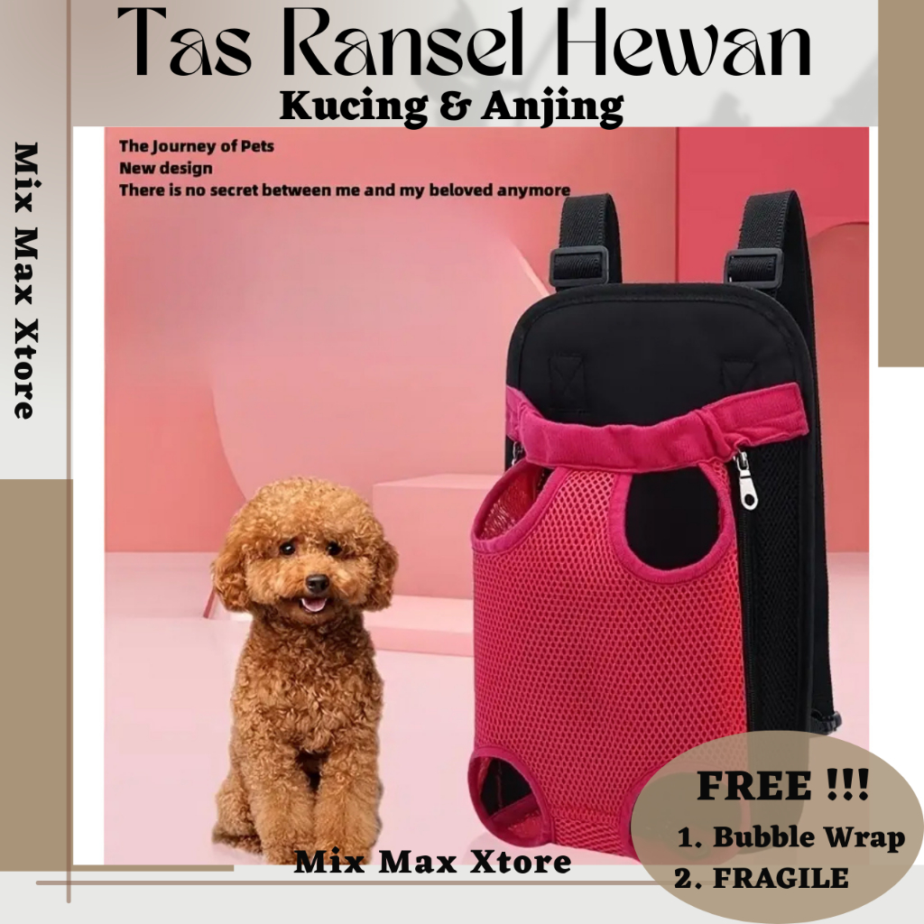 Tas Ransel Hewan Anjing Kucing Pet Carrier Size L - Black