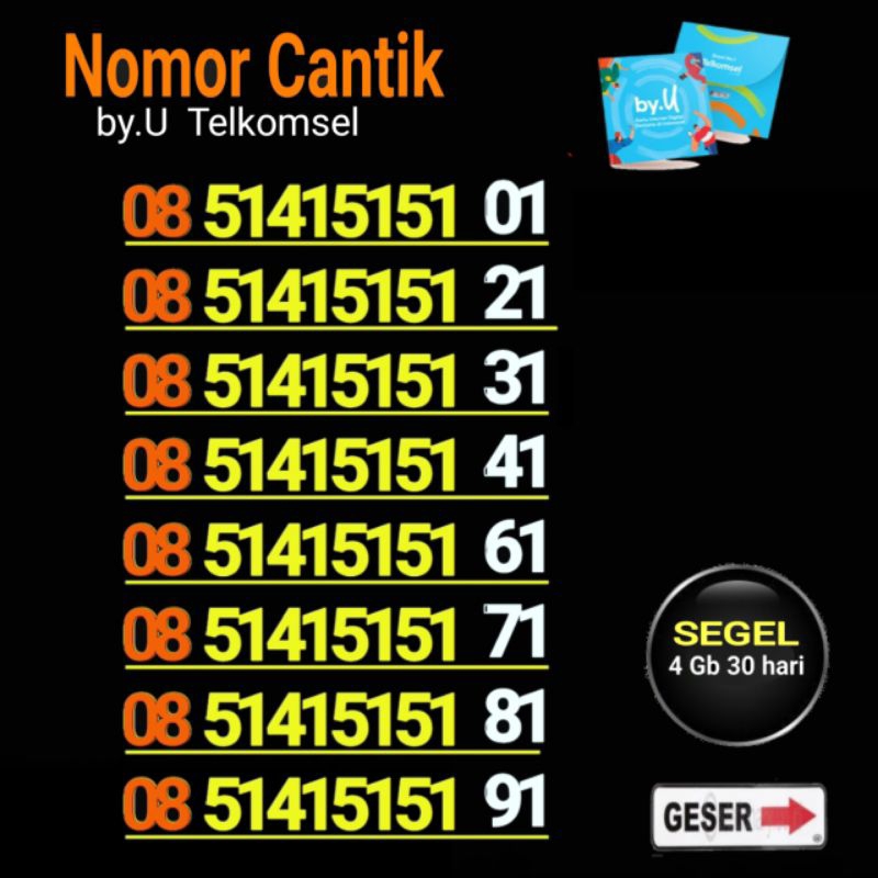 Nomor Cantik Kartu by.U