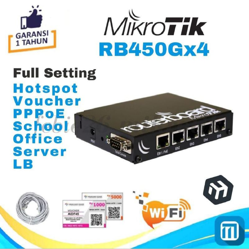 Routerboard Mikrotik RB450Gx4 Full Setting Voucher RT RW Net