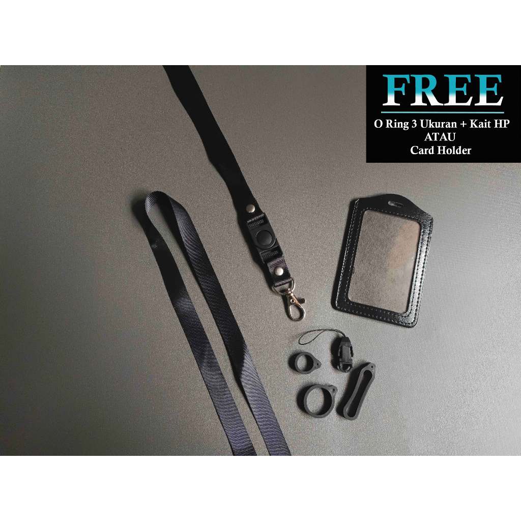 

Lanyard Id Card Polos Hitam 1,5cm - Tali Gantungan Nametag HP Hitam Polos