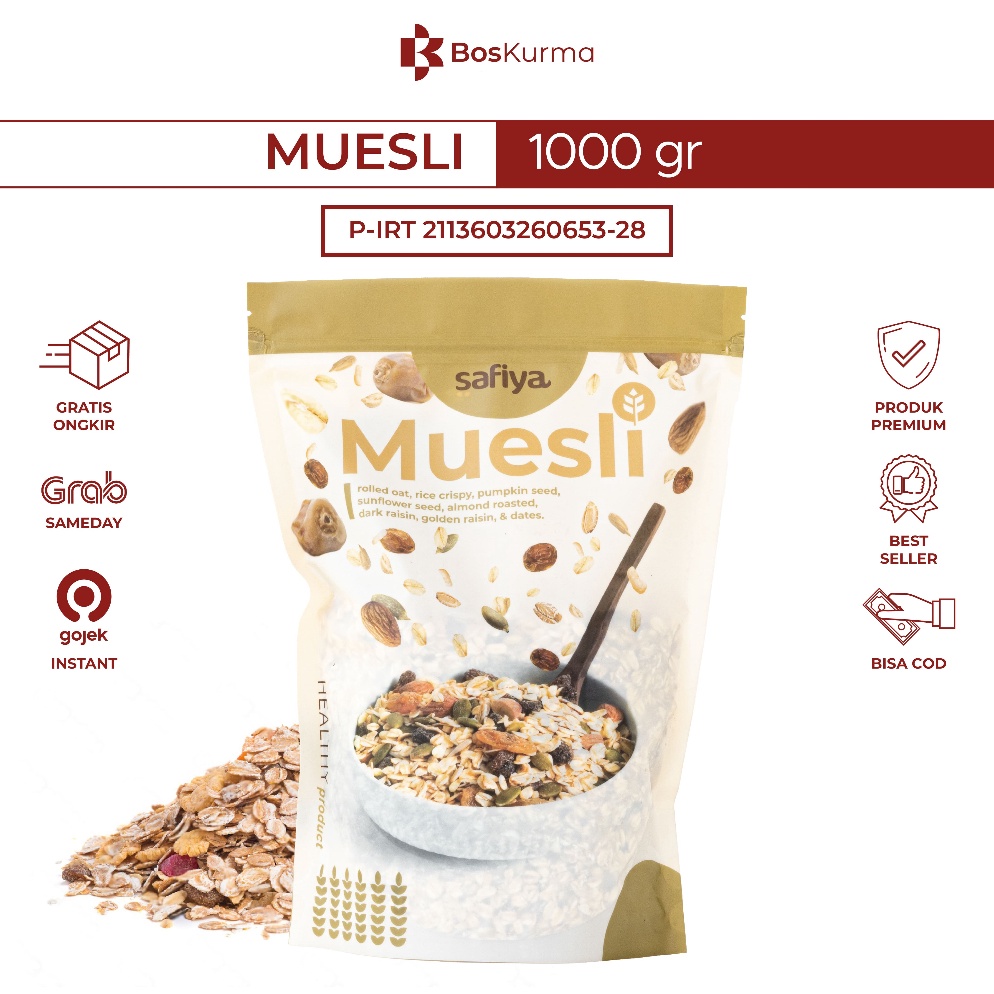 

Lariza Muesli Safiya 1kg dan 5 gr Muesli Sereal Makanan Ringan