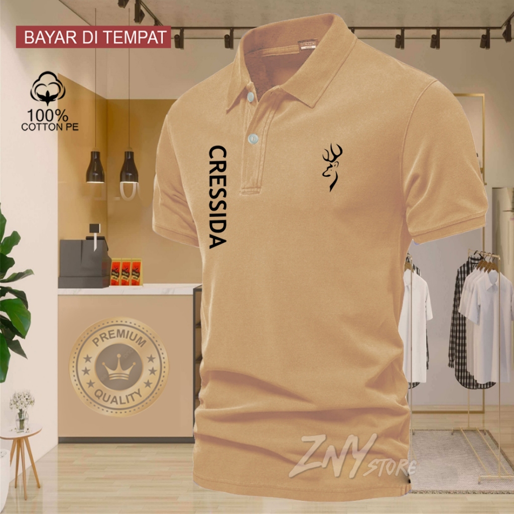COD T-shrit POLO kerah Cresida Kirka Hitam / Baju Kaos Kerah Dewasa Shirt / Kaos Wangki Pria Polo / 
