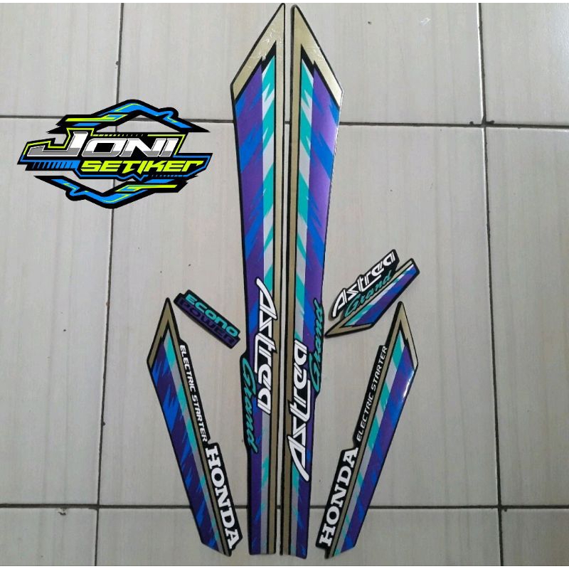 sticker striping motor astrea grand 93 limited edition biru hijau