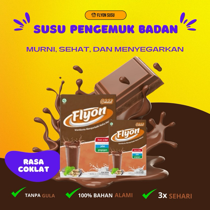 

Susu Flyon COKLAT Susu Penggemuk Badan Dan Penambah Nafsu Makan Original Vitamin Penggemuk Badan Herbal & Alami