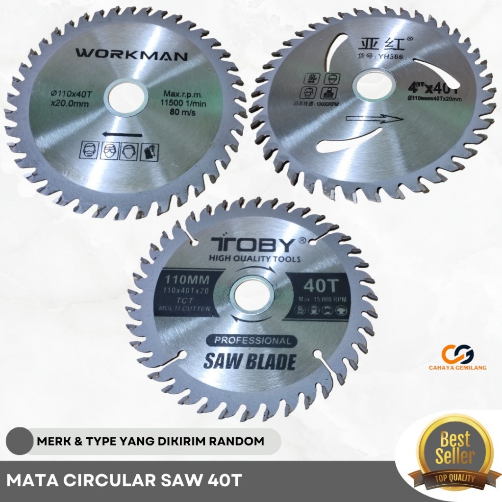 CGP Mata Gerinda Pisau Gergaji Potong Kayu Dahan Papan Circle Circular Saw 4" X 40T Mata Gurinda Cir
