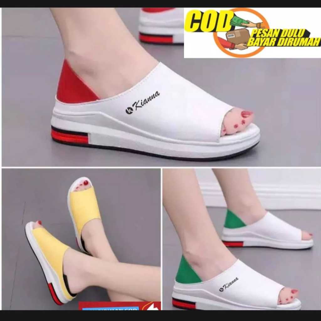 Sandal Sepatu Wanita Ujung Terbuka Tali Karet Premium Terbaru Sendal Cewek Sepatu Kekinian Viral
