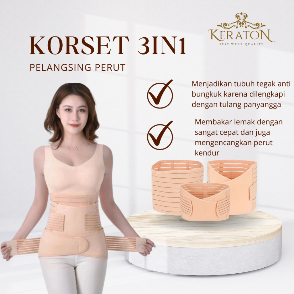 Korset pelangsing 3 IN 1 stagen pelangsing perut buncit korset perut (atas) korset pinggang (tengah)