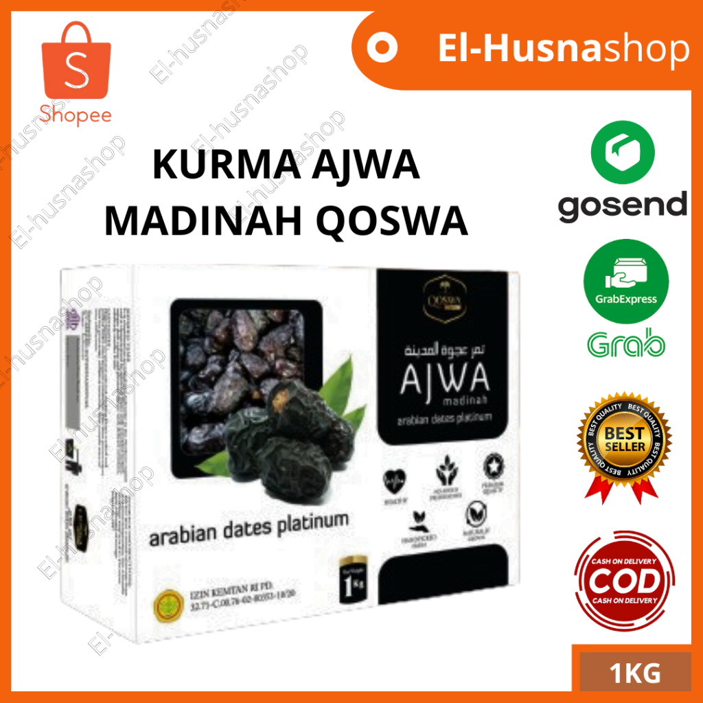 

Kurma Ajwa 1kg Premium Al Madinah Asli Kurma Nabi Organic Korma Jumbo Original
