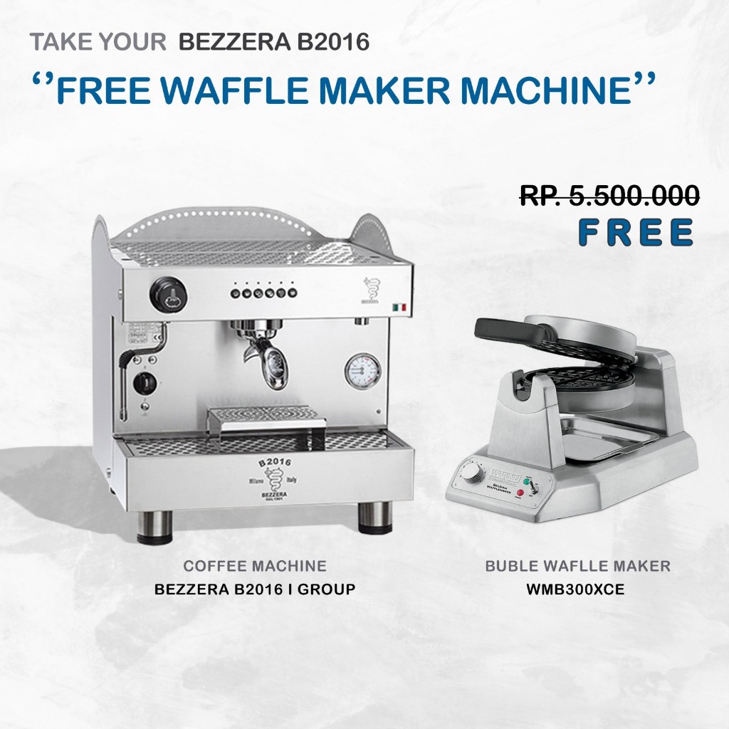 Bezzera Coffee Machine B2016 1 Group Free Waffle Maker WBW300XCE