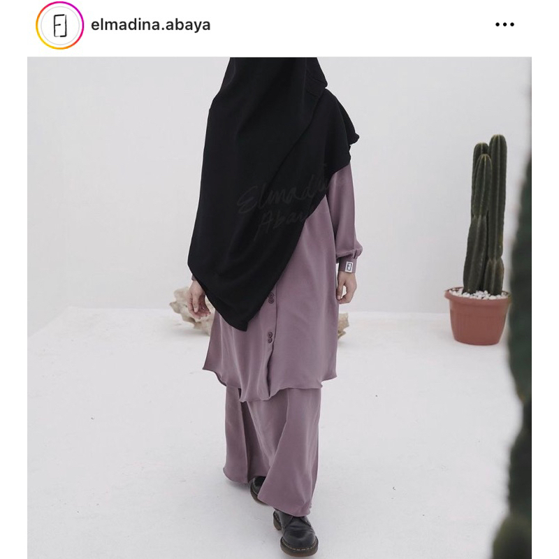 (BOOKED) Preloved Jakarta set (jakset) by @elmadina.abaya size L warna Rose Taupe bahan Marzan anti 