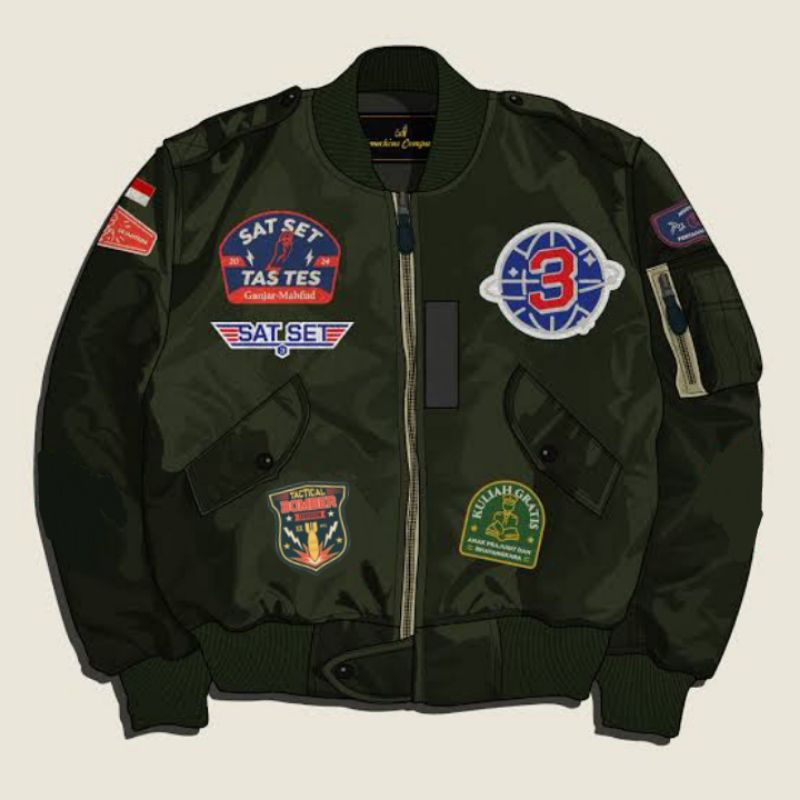 Jacket bomber custom Ganjar Mahfud top gun sat set tas tes terlaris