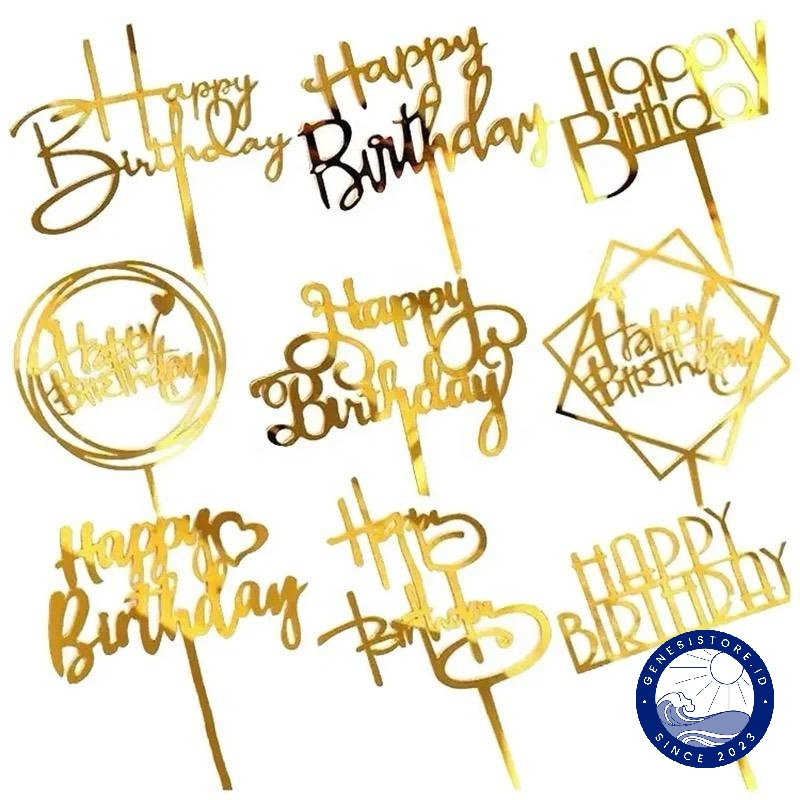 CAKE TOPPER AKRILIK KOLEKSI HAPPY BIRTHDAY / tusukan kue ulang tahun aksesories cake topper mini cus