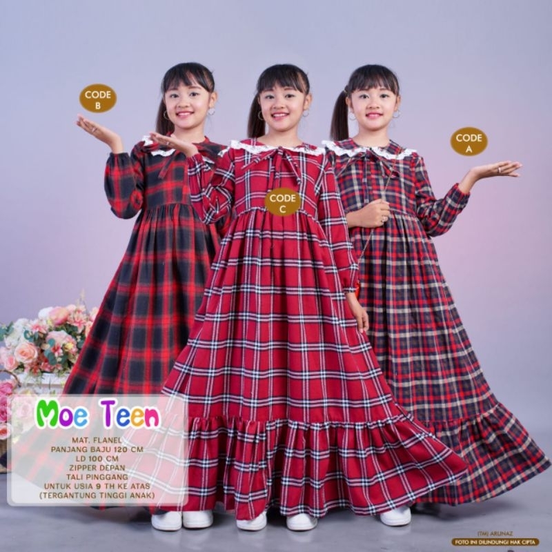 MOE TEEN - Gamis Anak flanel Kotak Kotak By Nia Rumaisha