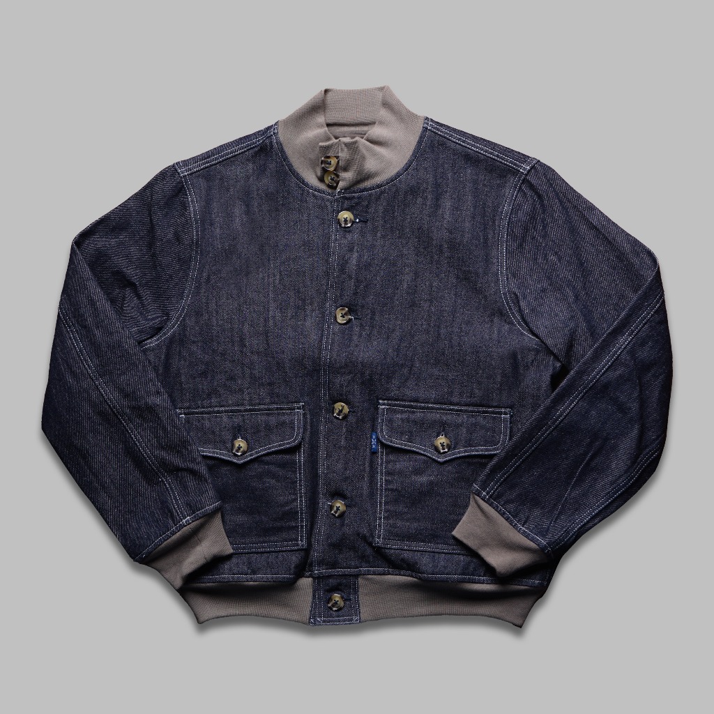 Mihane Jeans - Jaket Pria Denim Selvedge - Sky Soaring Flight Jacket 13,5oz Yellow Line Selvedge Uns