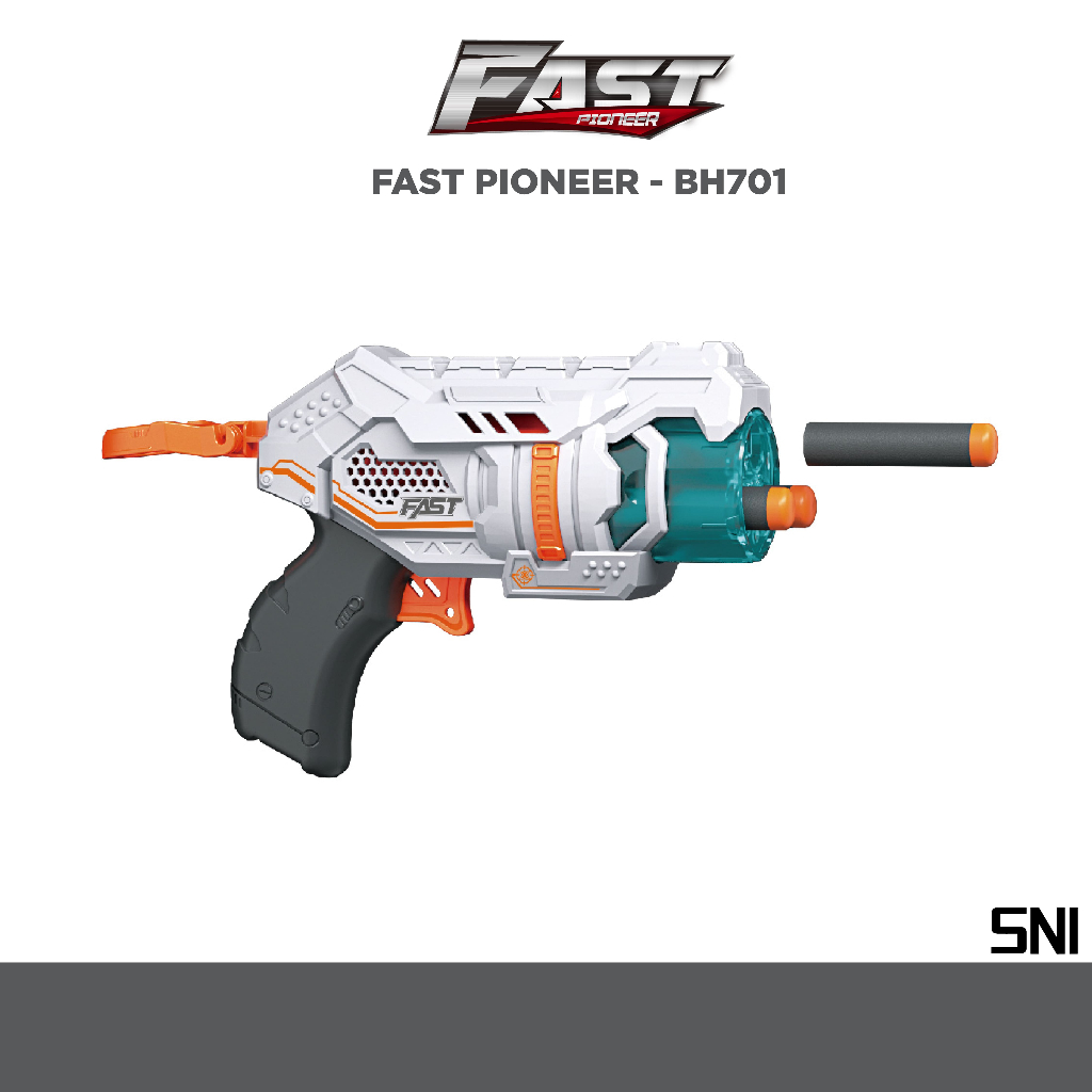 Fast Pioneer Manual Soft Bullet Gun Toy / Mini Glock 4darts / Mainan Anak / Tembak Tembakan Anak Pel