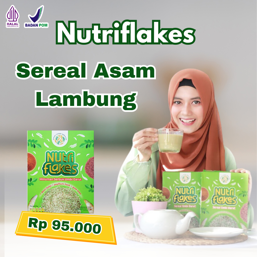 

Nutriflakes Sereal Umbi Garut Asam Lambung Ampuh Mengatasi Asam Lambung, Maag, Gerd | 1 Box