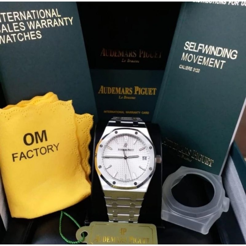 AP AUDEMARS AUTOMATIC SWISS WHITE DIAL OM FACTORY 1:1 / JAM TANGAN OTOMATIS PRIA AP