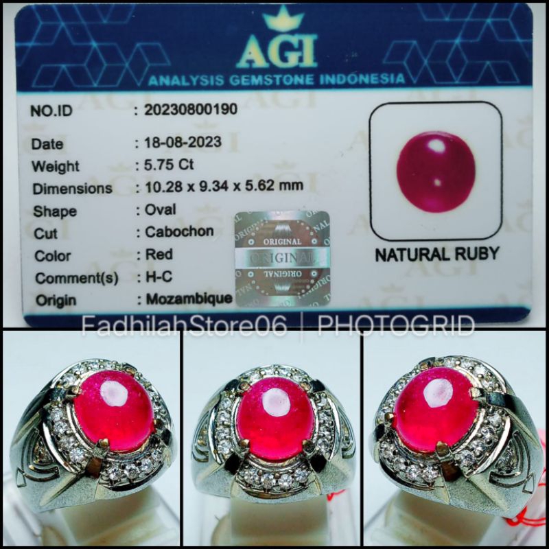 NATURAL RED RUBY PIGEON BLOOD OVAL CRYSTAL + MEMO LAB