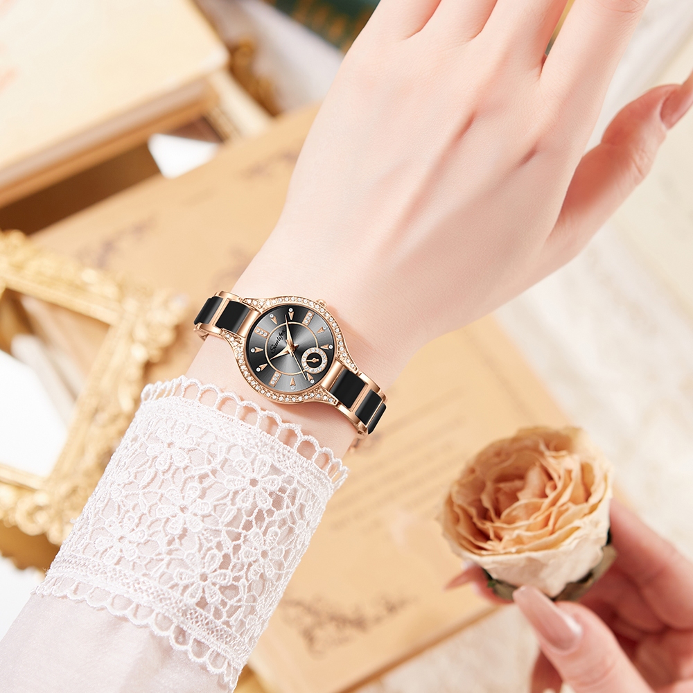 Sunlifex Jam Tangan Wanita Besi Rantai Analog Terbaru 8010 Mode Jam Tangan Cewek-5