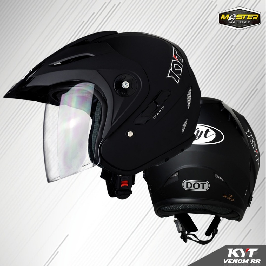 HELM KYT VENOM RR BLACK DOFF ORIGINAL DOUBLE VISOR HELM KYT VENOM RR