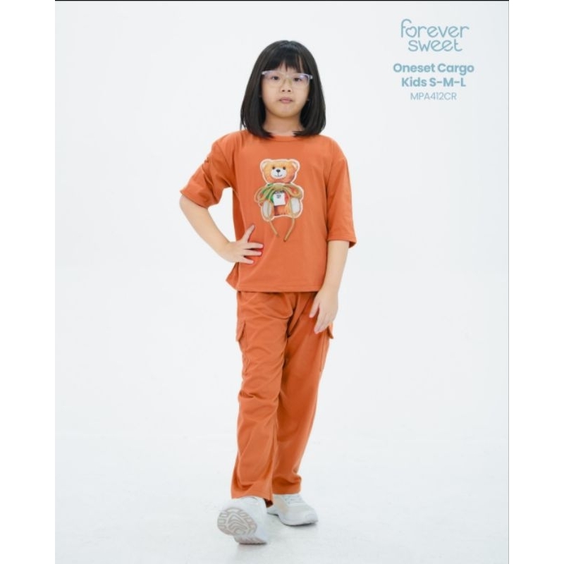 	 Set One set Cargo Bear Anak Perempuan Forever Sweet Oneset Cargo Kids Celana Panjang SML MPA-412CR	