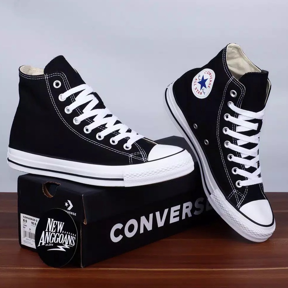 TERBARU Sepatu Sekolah Anak SD SMP SMA Gamang Hitam Garis Putih UKURAN 3643 Convers High Pria Wanita