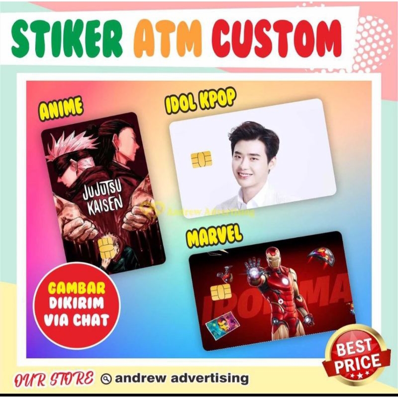 

STIKER ATM CUSTOM GAMBAR / KPOP / ANIME / MARVEL / GARSKIN / SKIN KARTU ATM / DEBIT