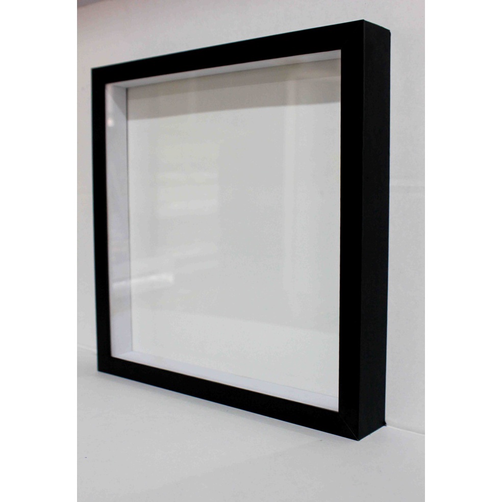 Bingkai Frame Blok 3D Rongga 4cm 3x3 CMhitamKaca