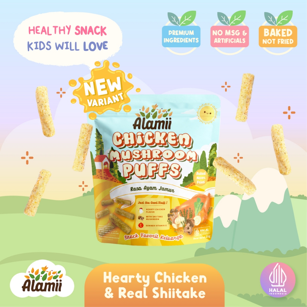 Snack Sehat Anak - Alamii Puffs  - Chicken Mushroom (25g) - Gluten Free