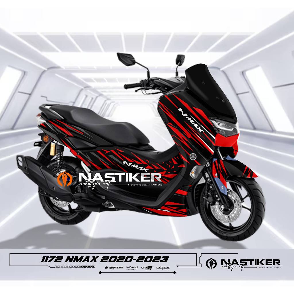 decal KIT YAMAHA N MAX 155 - stiker decal yamaha nmax full body DECAL NMAX 2020 2021 ABSTRAK MERAH