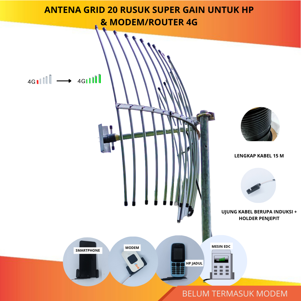 ANTENA FOR HP/MODEM/MIFI KABEL 20 METER YAGI GRID INDUKSI UNIVERSAL