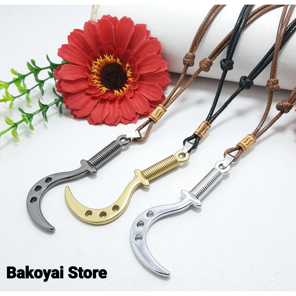 Kalung. Kalung Tali Liontin Cerulit. Kalung Pria. Kalung Cerulit Keren Hitam Silver dan Gold