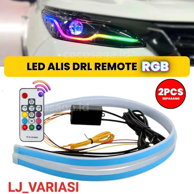 Lampu Led Alis Rgb Remot 12V Mobil & Motor Led Drl Alis running Sepasang