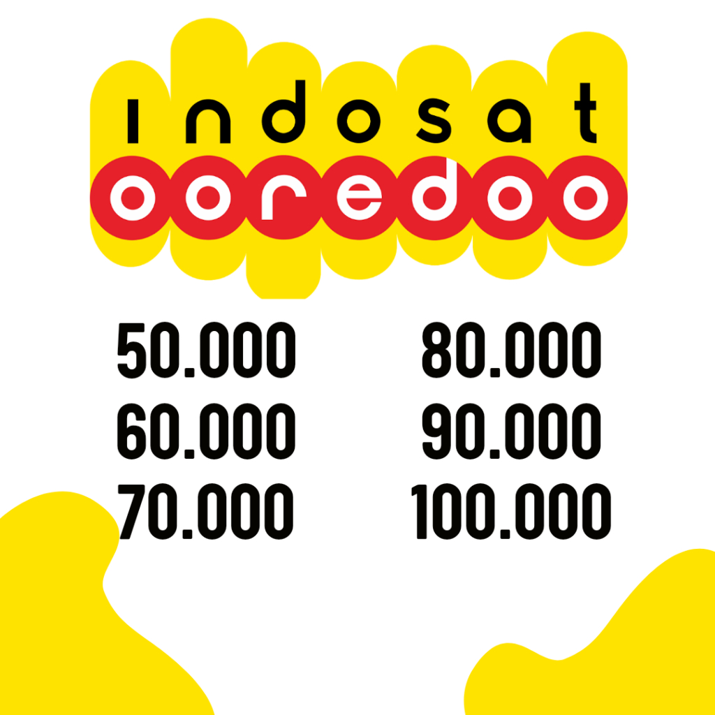 Pulsa Reguler Indosat Ooredoo Termurah 50 Ribu, 60 Ribu, 70 Ribu, 80 Ribu, 90 Ribu, 100 Ribu
