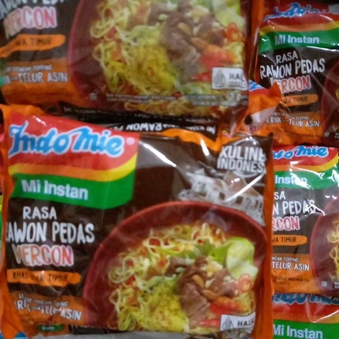 

INDOMIE rawon pedas Mercon @75 Gr (1.paket 5 Bh)