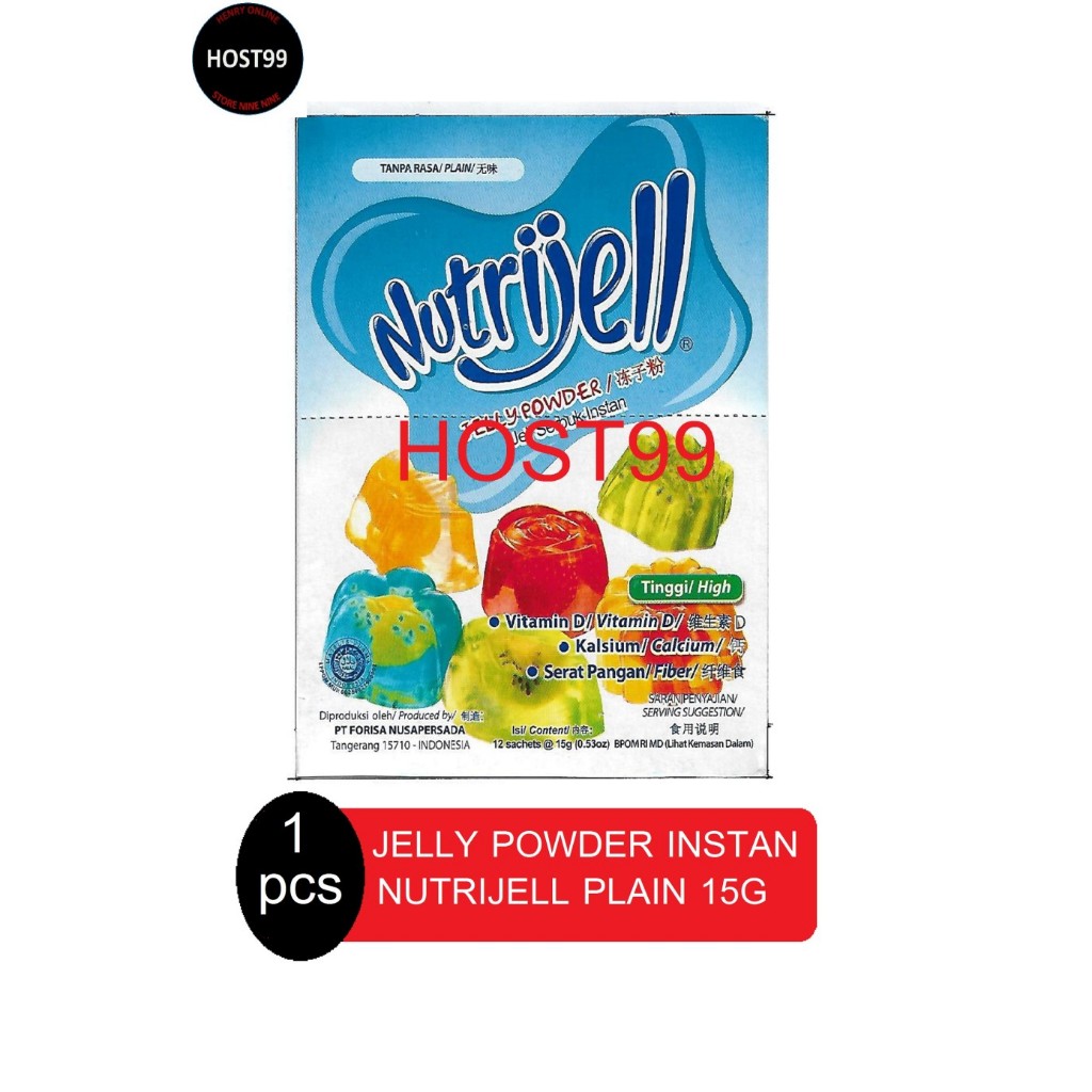 

AGAR AGAR JELLY POWDER EKONOMIS NUTRIJELL PLAIN TANPA RASA 15GR