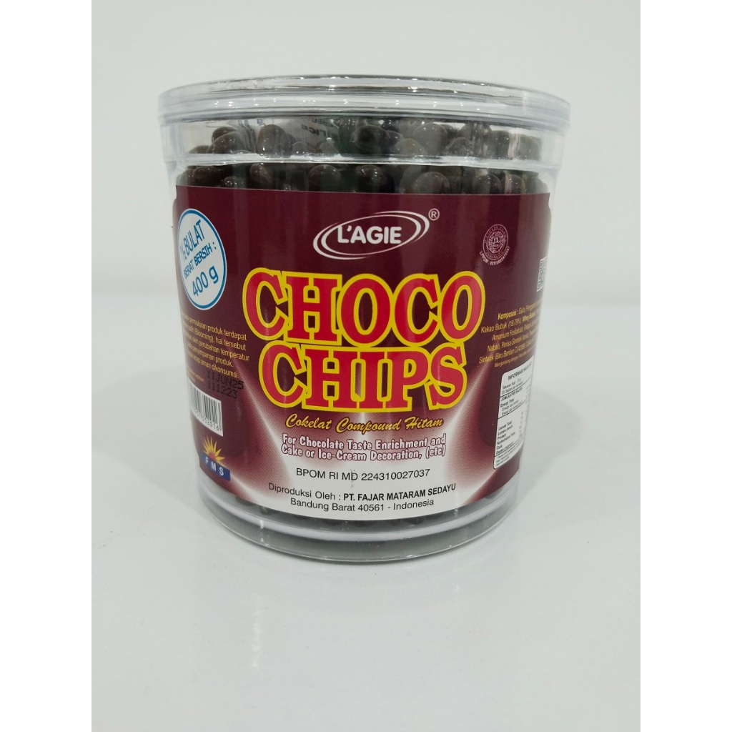 

L'AGIE Coklat Choco Chips 1/2 Bulat Hitam 400gr