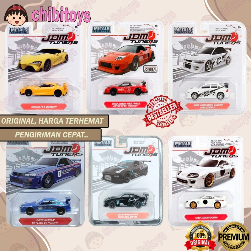 Jada Diecast JDM Tuners Wave 2 Nissan GT-R R35 Nissan Skyline R34 Mitsubishi Lancer Evo Toyota Supra