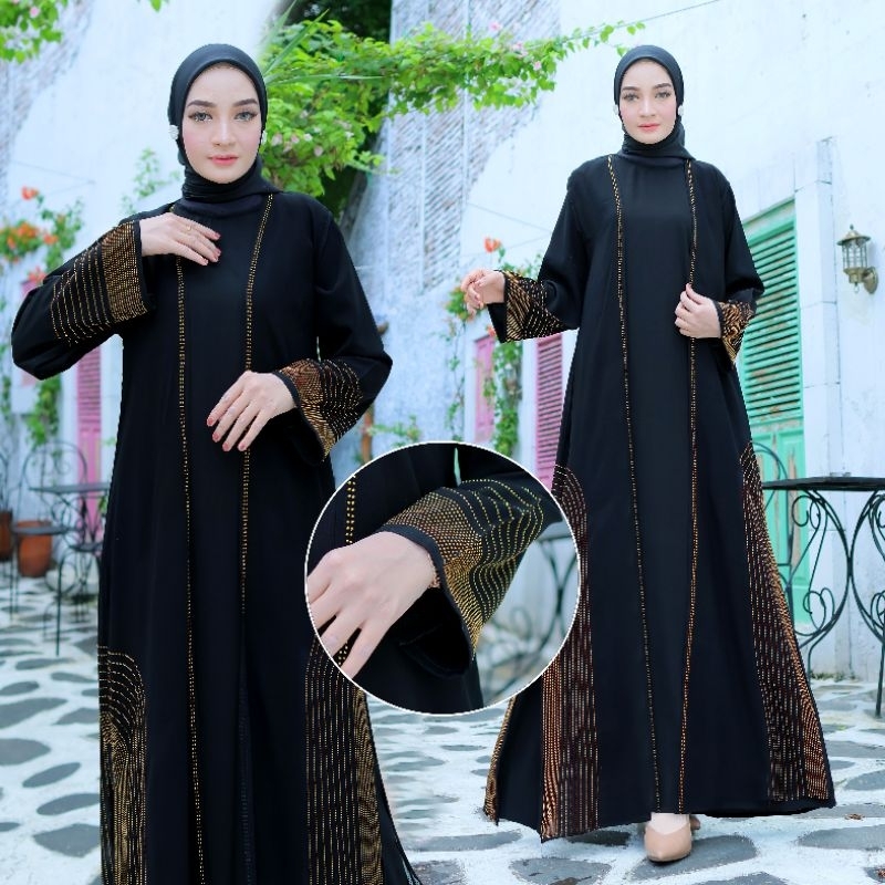Gallery Exclusive Abaya Rompi Asyifa Swarosvky Gamis Syari Hitam Bordir Turkey Muslimah Cantik turki