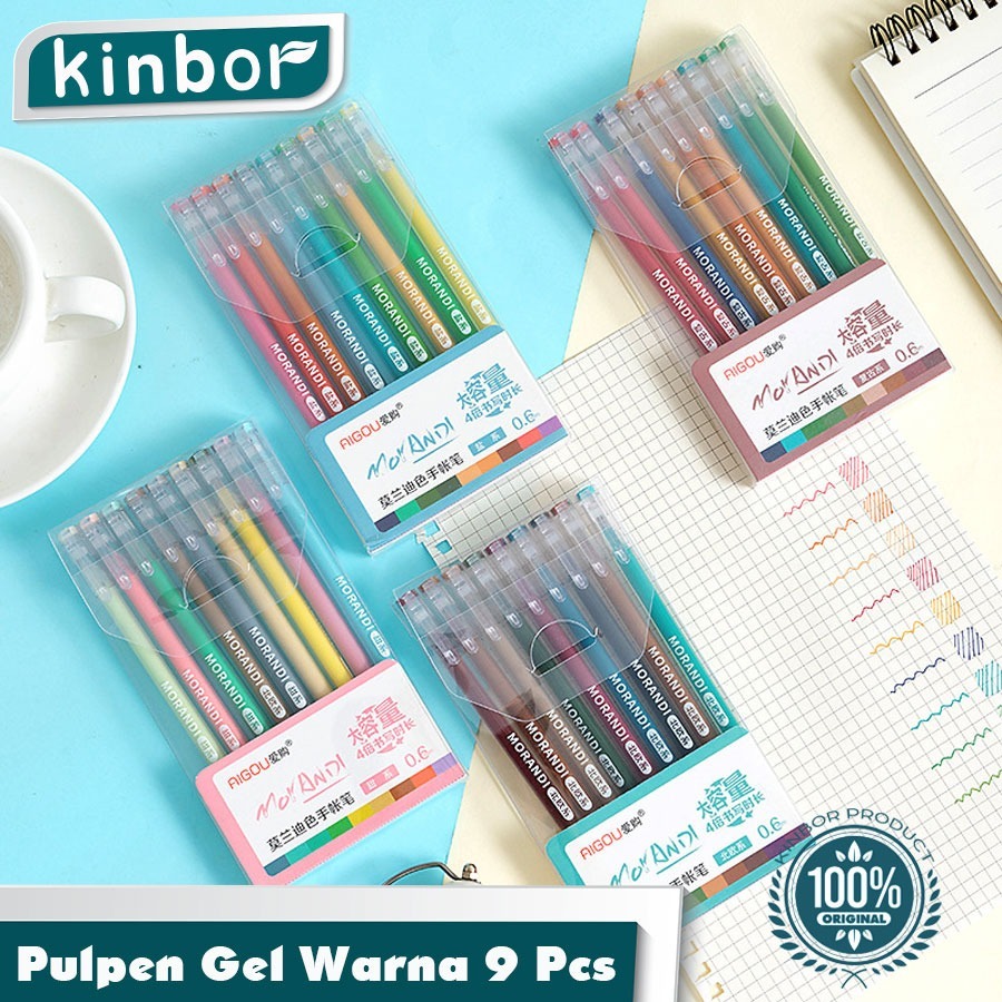 

9 PCS Gel pen set colors/ Colorful pulpen warna cute morandi