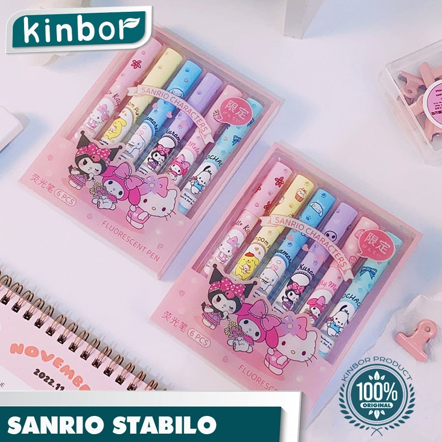 

6 PCS 1 set Stabilo highlighter/ Stabilo pastel color cute penanda pewarna ( KINBOR )