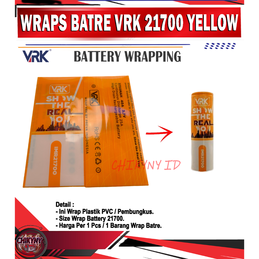 WRAP BATTERY VRK 21700 YELLOW SHOW THE REAL YOU