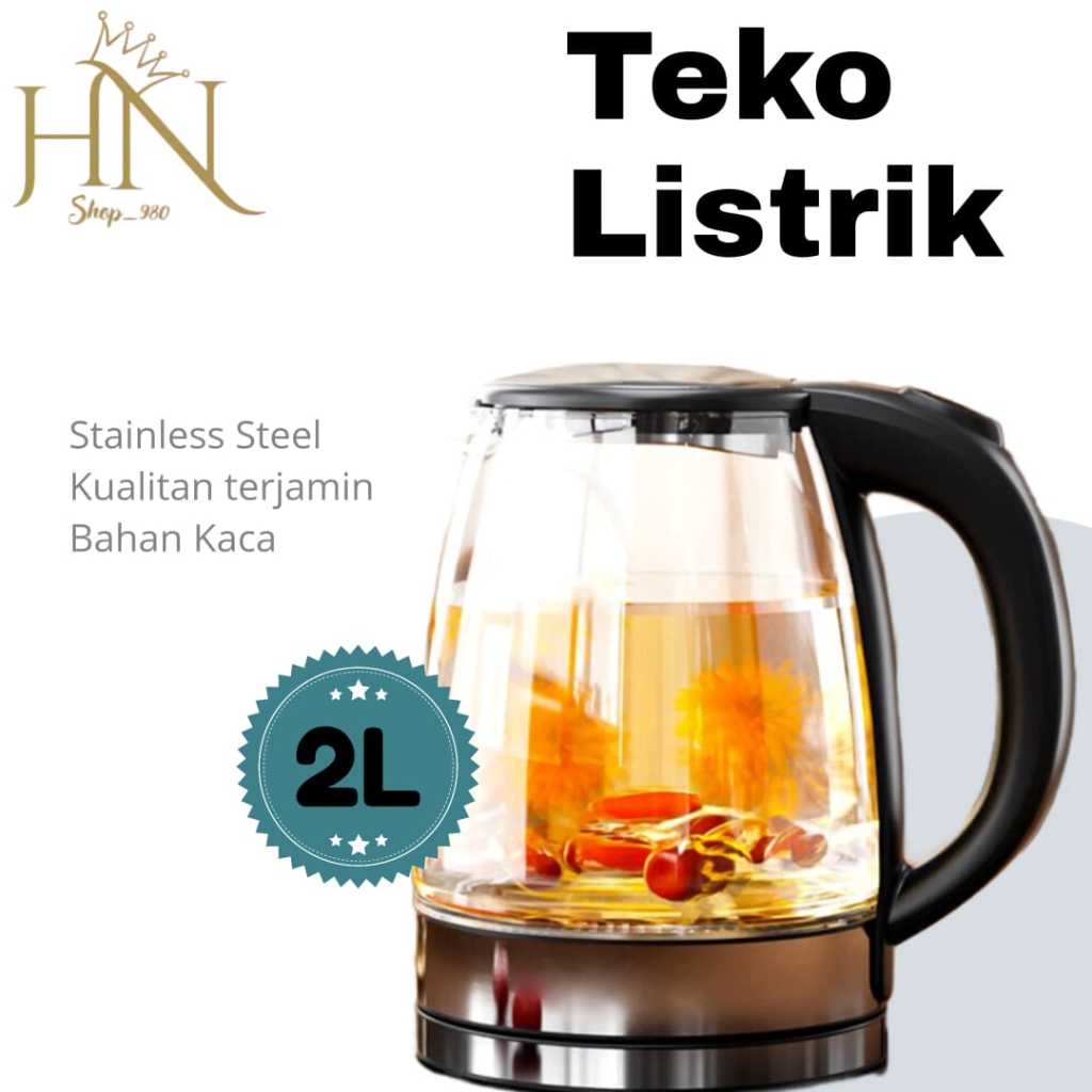 Teko elektrik kettle 2L kaca tipe SQRS