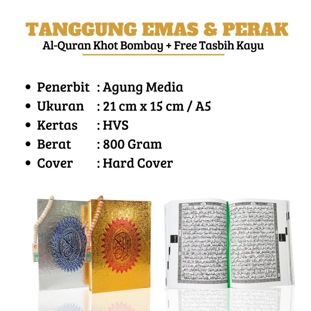 Al Quran Tanggung Emas/Perak A5 Non Terjemahan. Alquran Tanpa Terjemahan A5. Alquran Sedang